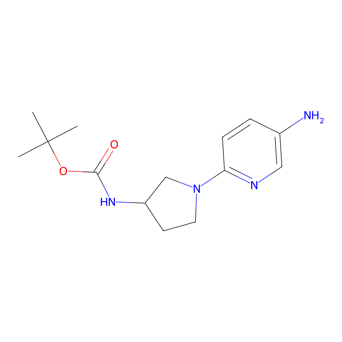 (R)-tert-Butyl 1-(5-aminopyridin-2-yl)pyrrolidin-3-ylcarbamate molecular structure, CAS 1004621-13-9