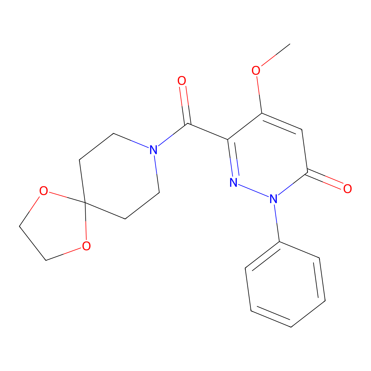6-(1,4-Dioxa-8-azaspiro[4.5]decane-8-carbonyl)-5-methoxy-2-phenylpyridazin-3-one molecular structure, CAS 1004639-72-8