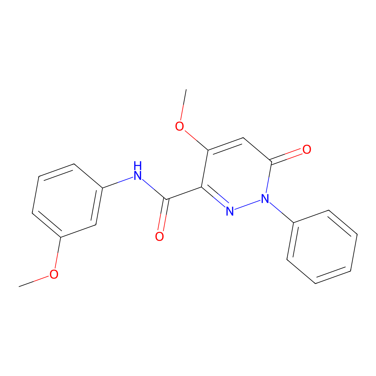 4-methoxy-N-(3-methoxyphenyl)-6-oxo-1-phenyl-1,6-dihydropyridazine-3-carboxamide molecular structure, CAS 1004639-95-5