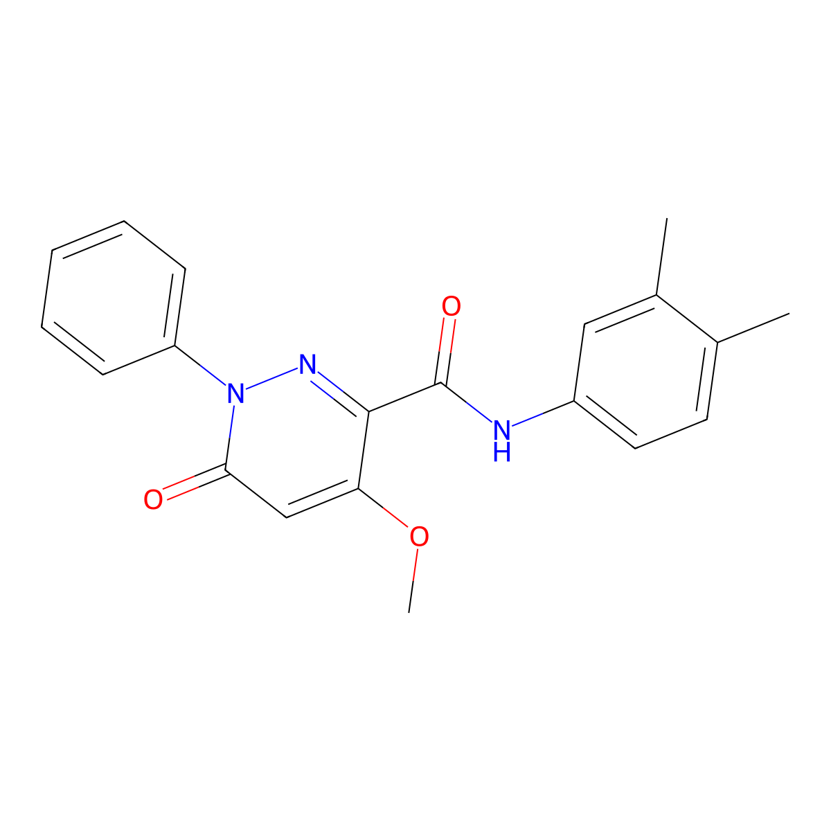 N-(3,4-dimethylphenyl)-4-methoxy-6-oxo-1-phenyl-1,6-dihydropyridazine-3-carboxamide molecular structure, CAS 1004640-11-2