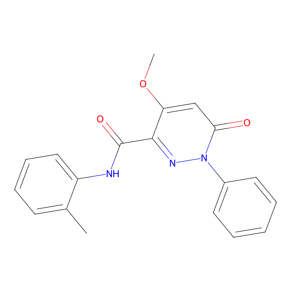 4-methoxy-N-(2-methylphenyl)-6-oxo-1-phenylpyridazine-3-carboxamide molecular structure, CAS 1004640-26-9