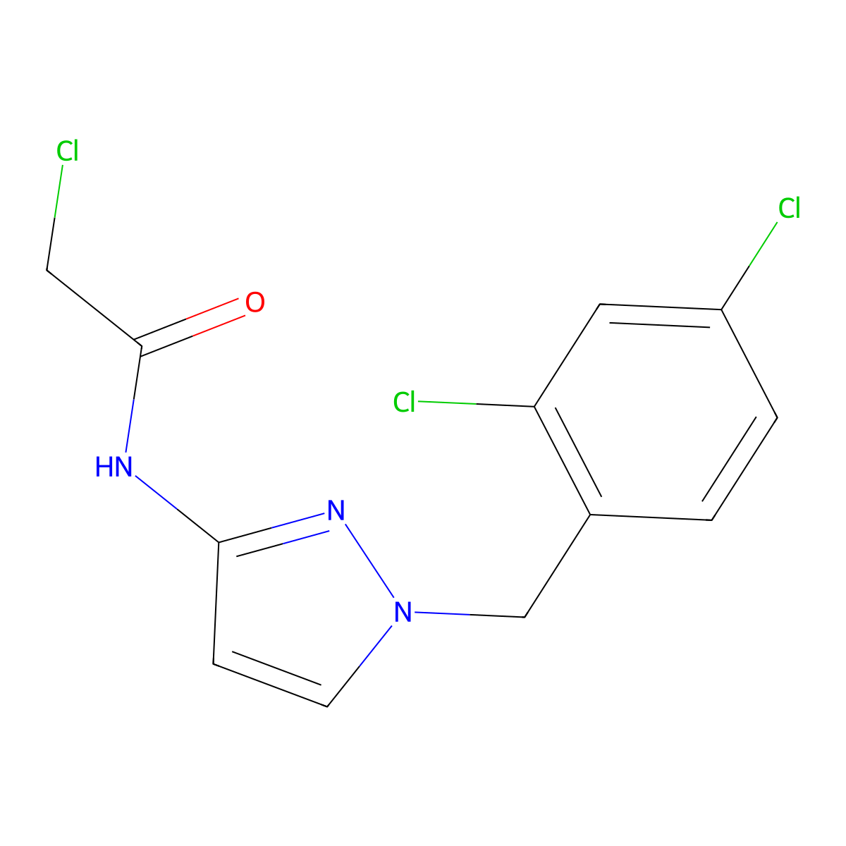 2-Chloro-N-(1-(2,4-dichlorobenzyl)-1H-pyrazol-3-yl)acetamide molecular structure, CAS 1004643-27-9