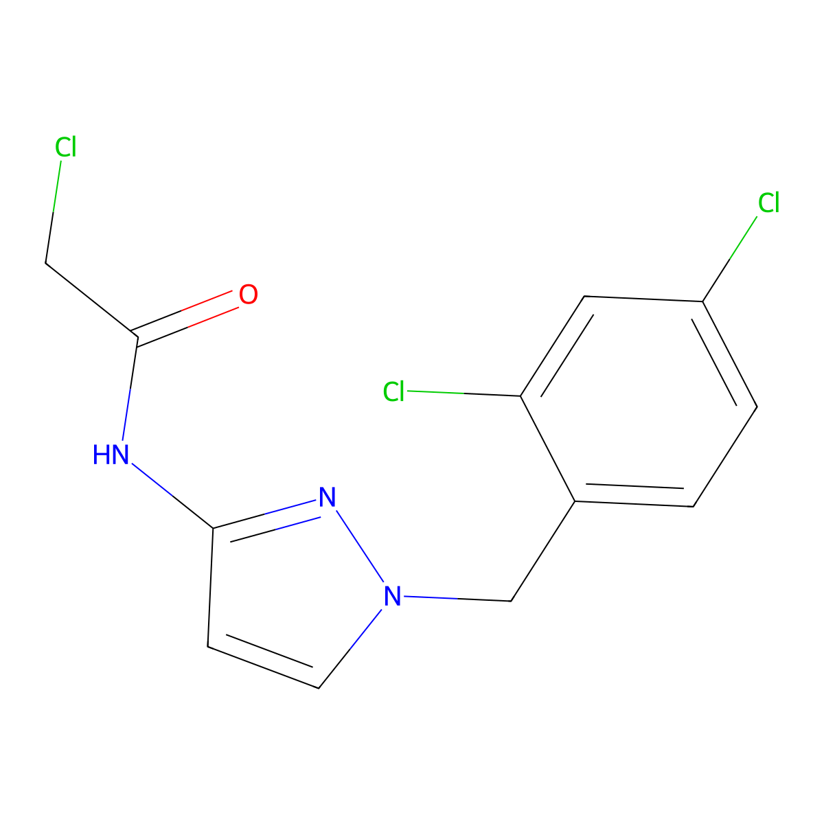 2-Chloro-N-(1-(2,4-dichlorobenzyl)-1H-pyrazol-3-yl)acetamide molecular structure, CAS 1004643-27-9