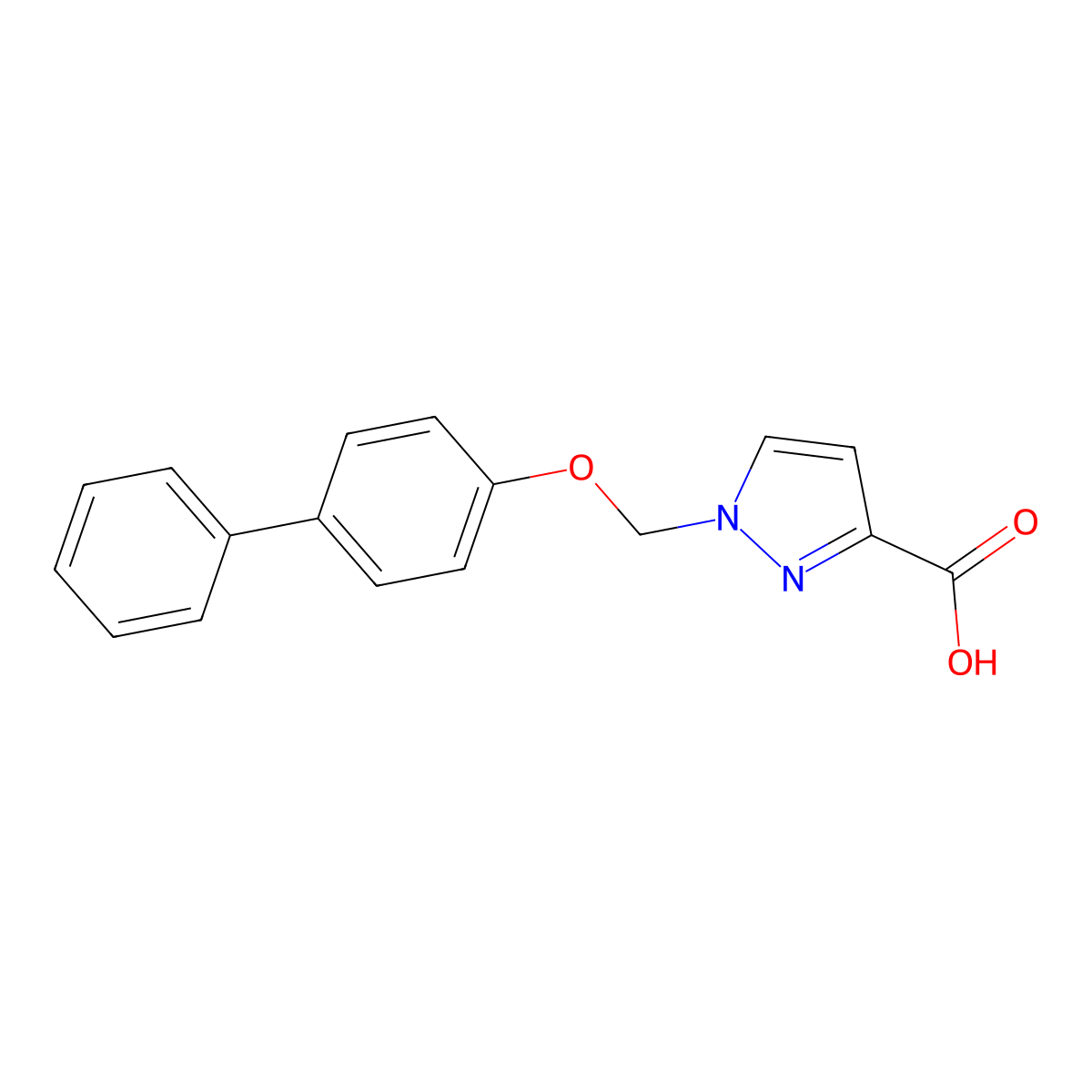 1-[(4-phenylphenoxy)methyl]pyrazole-3-carboxylic Acid molecular structure, CAS 1004643-29-1