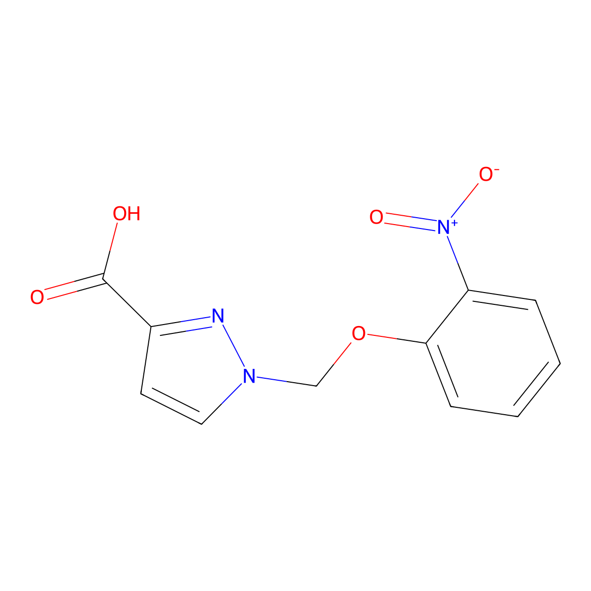 1-[(2-nitrophenoxy)methyl]-1H-pyrazole-3-carboxylic acid molecular structure, CAS 1004643-30-4
