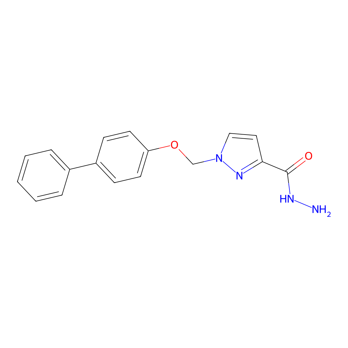 1-(([1,1'-Biphenyl]-4-yloxy)methyl)-1H-pyrazole-3-carbohydrazide molecular structure, CAS 1004643-36-0