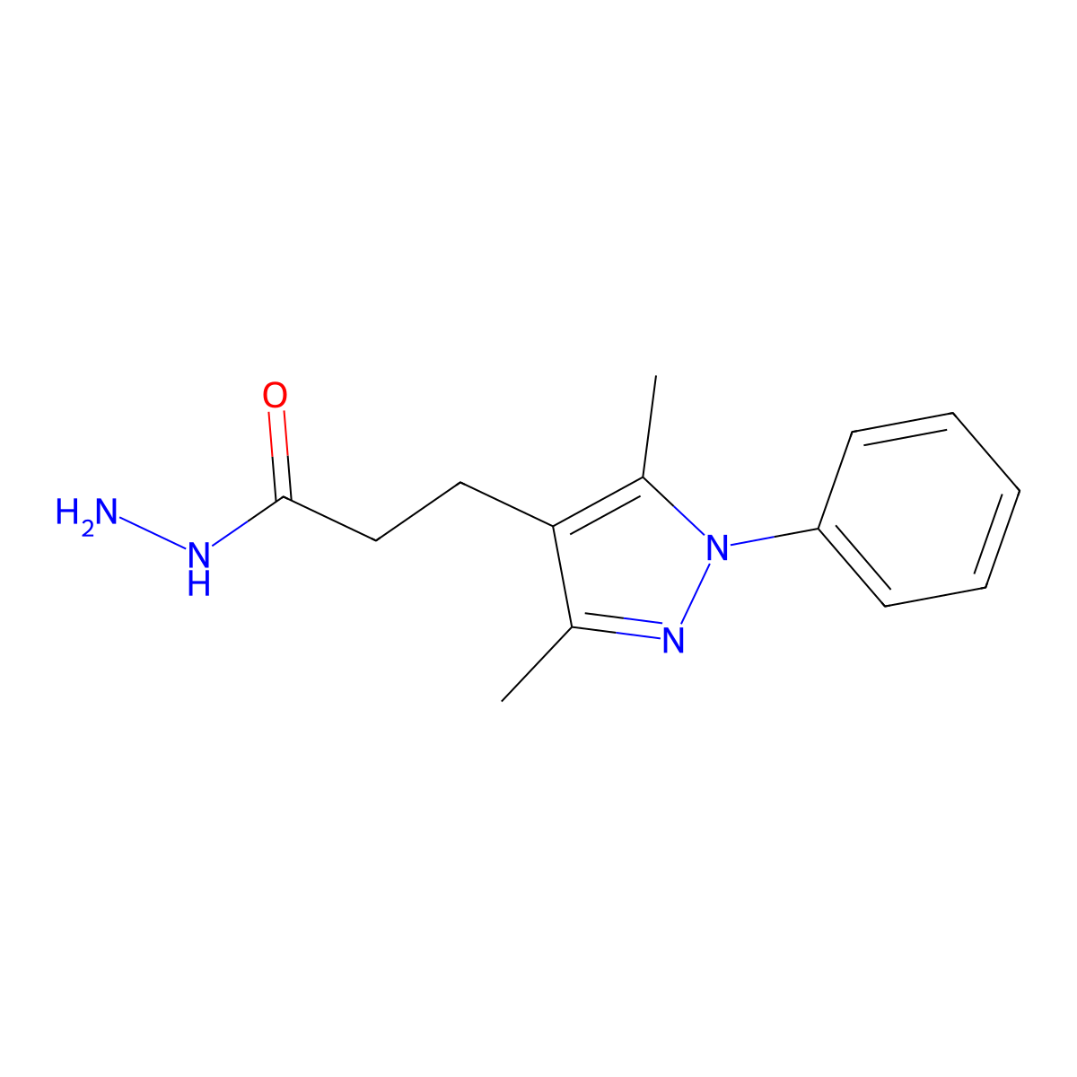 3-(3,5-dimethyl-1-phenyl-1H-pyrazol-4-yl)propanehydrazide molecular structure, CAS 1004643-37-1