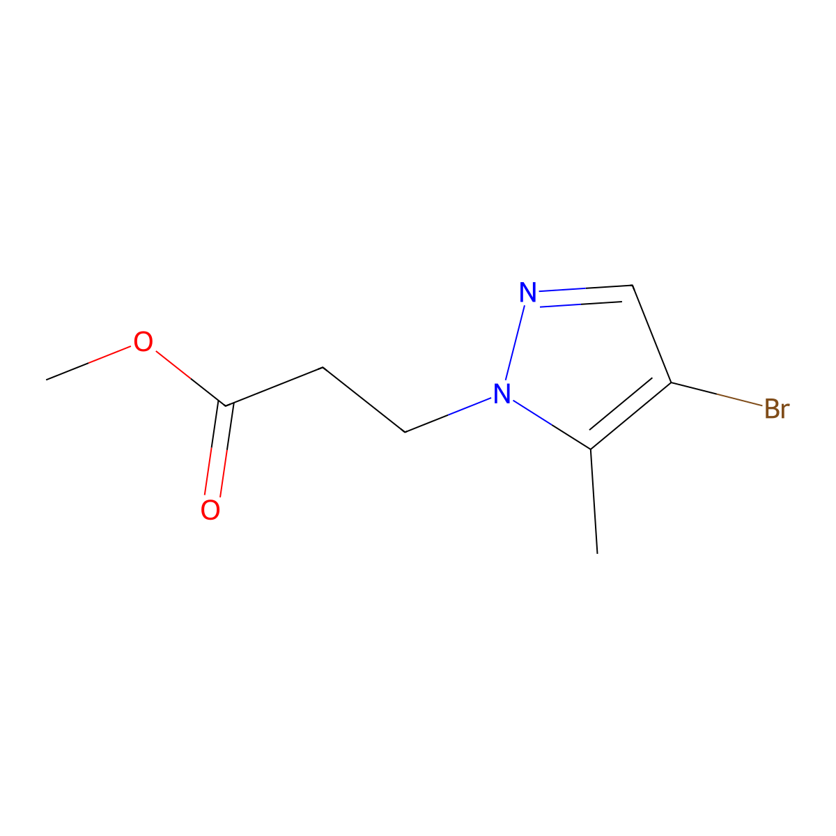methyl 3-(4-bromo-5-methyl-1H-pyrazol-1-yl)propanoate molecular structure, CAS 1004643-38-2