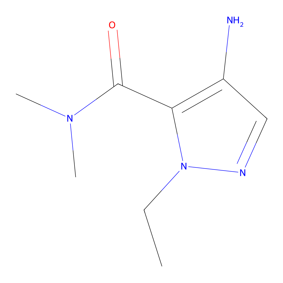 4-amino-1-ethyl-N,N-dimethyl-1H-pyrazole-5-carboxamide molecular structure, CAS 1004643-40-6