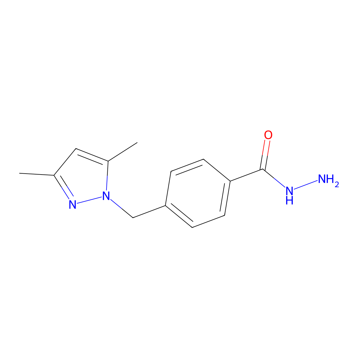 4-[(3,5-dimethyl-1H-pyrazol-1-yl)methyl]benzohydrazide molecular structure, CAS 1004643-42-8