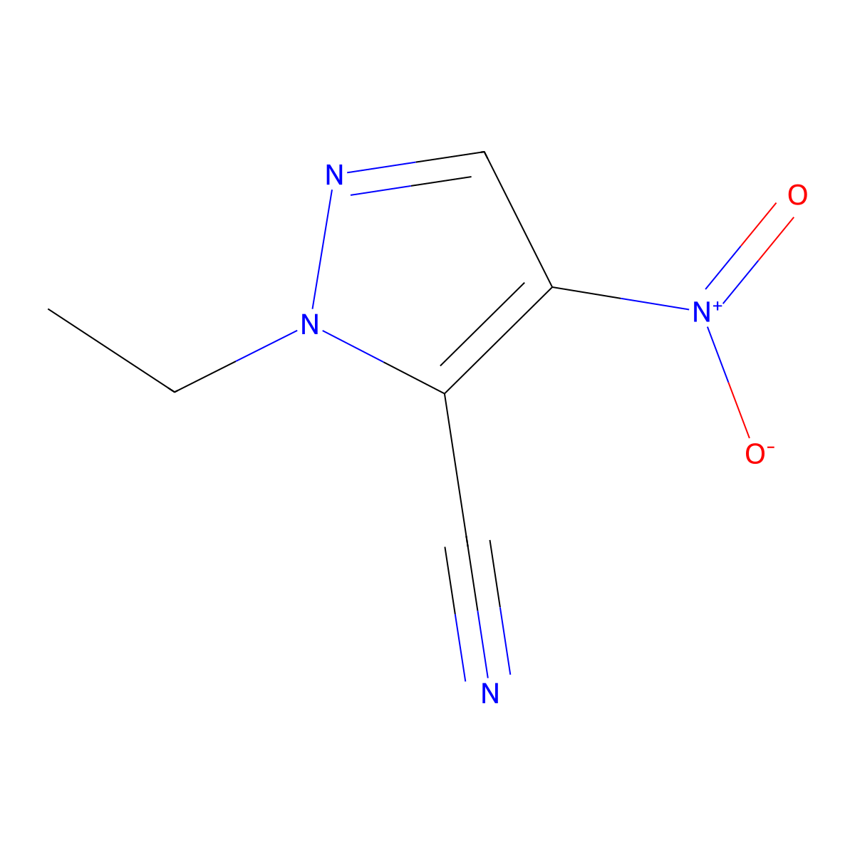 1-ethyl-4-nitro-1H-pyrazole-5-carbonitrile molecular structure, CAS 1004643-51-9
