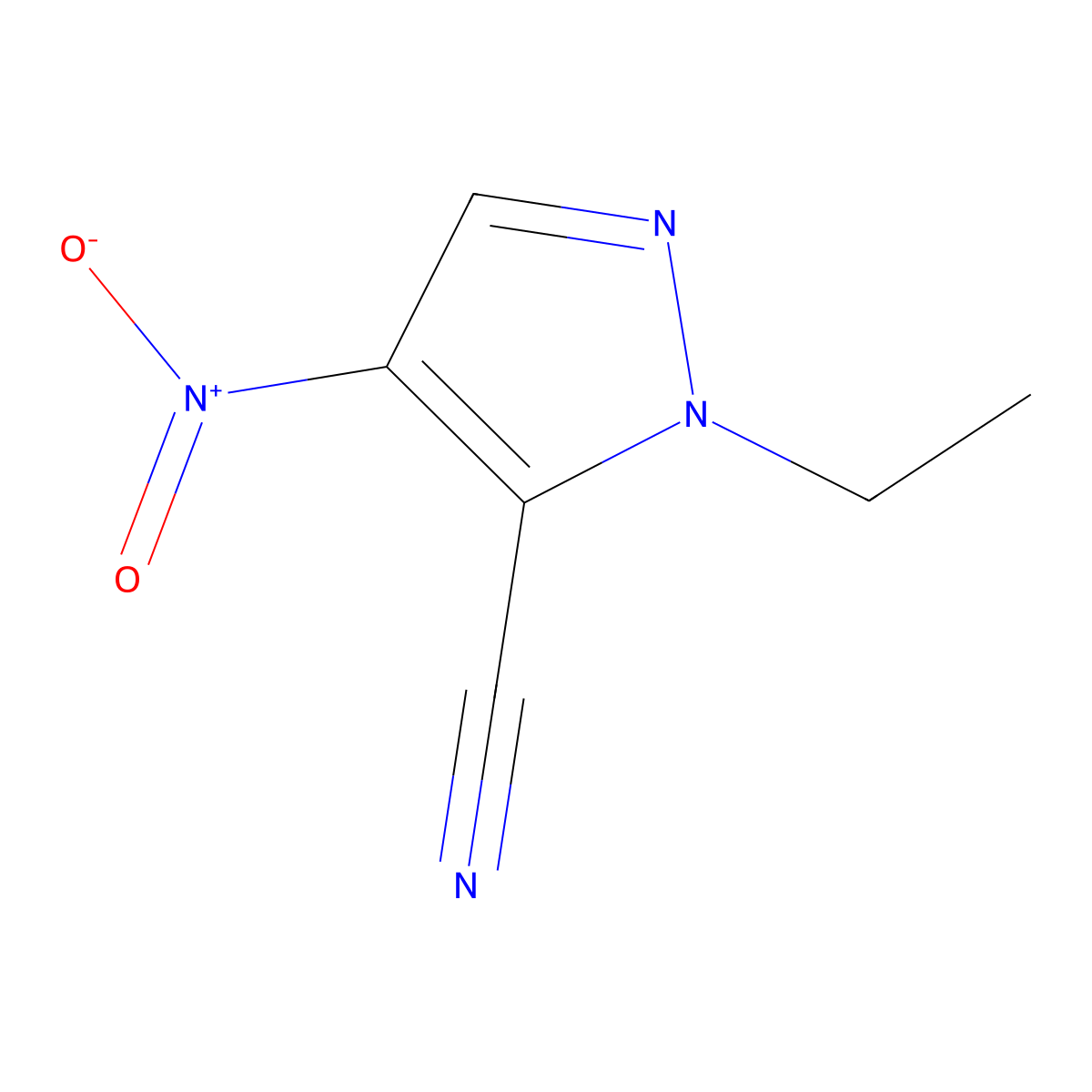 1-ethyl-4-nitro-1H-pyrazole-5-carbonitrile molecular structure, CAS 1004643-51-9