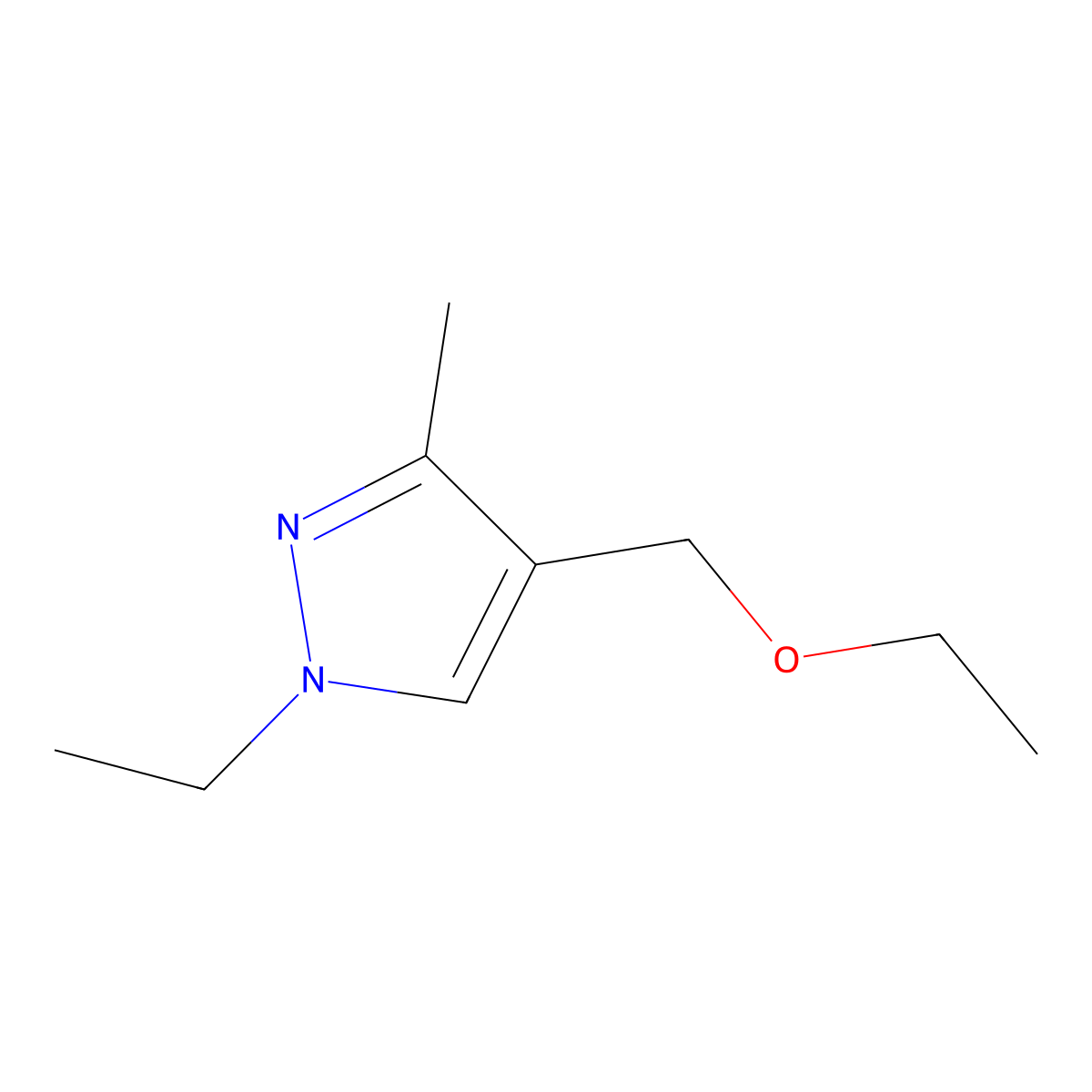 4-(ethoxymethyl)-1-ethyl-3-methyl-1H-pyrazole molecular structure, CAS 1004643-53-1