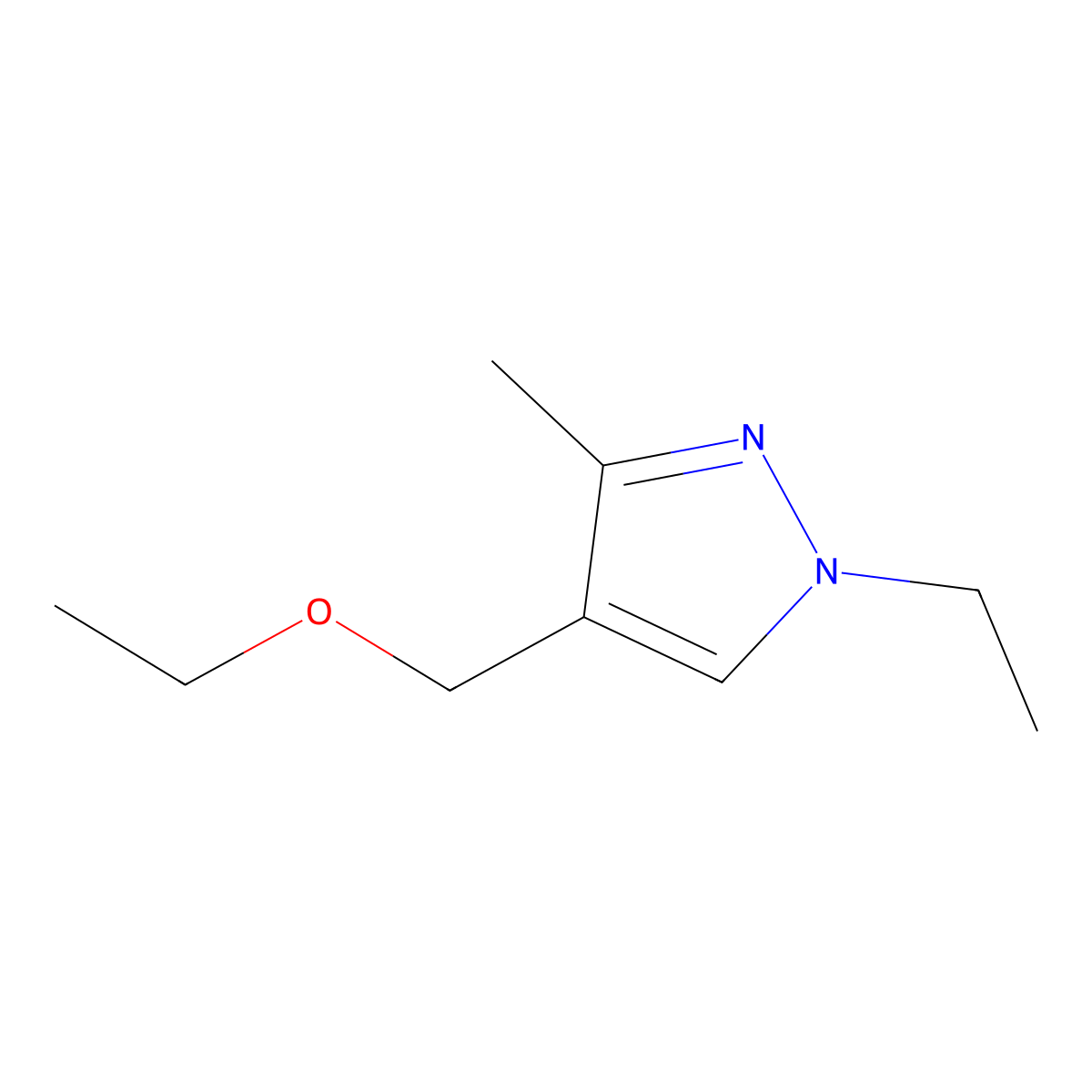 4-(ethoxymethyl)-1-ethyl-3-methyl-1H-pyrazole molecular structure, CAS 1004643-53-1