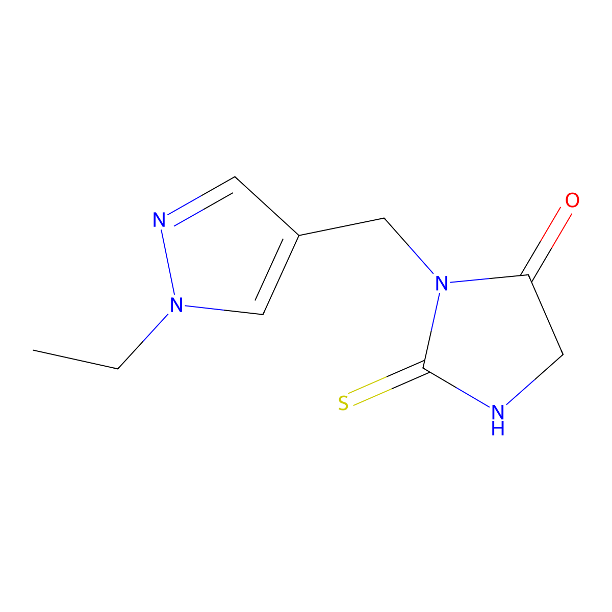 3-(1-Ethyl-1H-pyrazol-4-ylmethyl)-2-thioxo-imidazolidin-4-one molecular structure, CAS 1004643-56-4