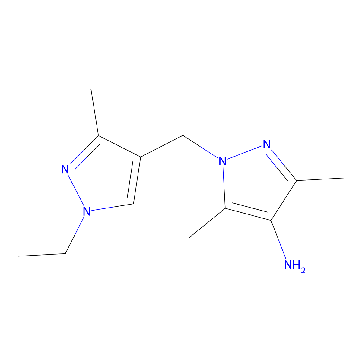 1-((1-Ethyl-3-methyl-1H-pyrazol-4-yl)methyl)-3,5-dimethyl-1H-pyrazol-4-amine molecular structure, CAS 1004643-60-0