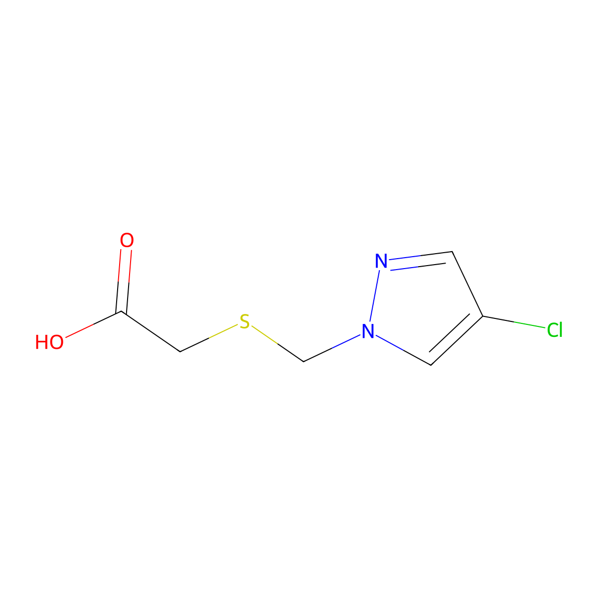 2-(((4-Chloro-1H-pyrazol-1-yl)methyl)thio)acetic acid molecular structure, CAS 1004643-61-1
