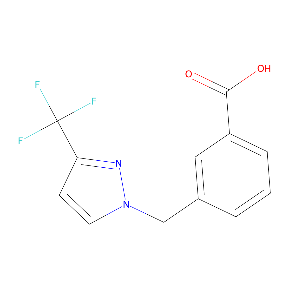 3-[[3-(Trifluoromethyl)-1H-pyrazol-1-yl]methyl]benzoic acid molecular structure, CAS 1004643-62-2