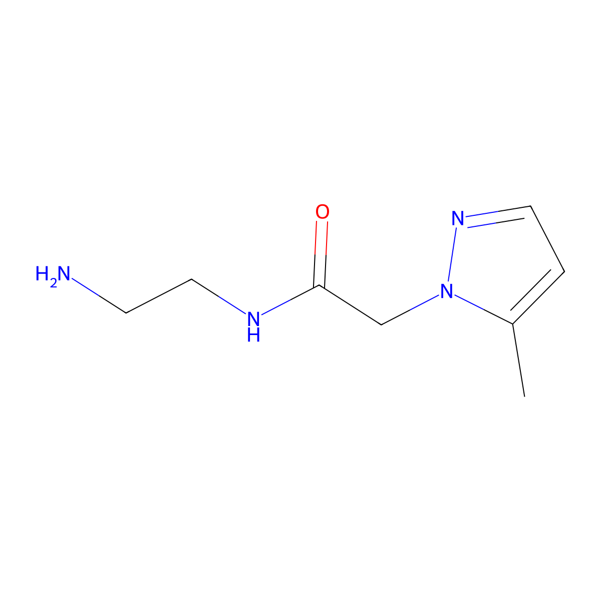 N-(2-aminoethyl)-2-(5-methyl-1H-pyrazol-1-yl)acetamide molecular structure, CAS 1004643-63-3