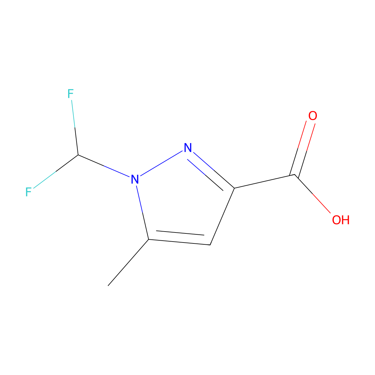 1-(Difluoromethyl)-5-methyl-1H-pyrazole-3-carboxylic acid molecular structure, CAS 1004643-64-4
