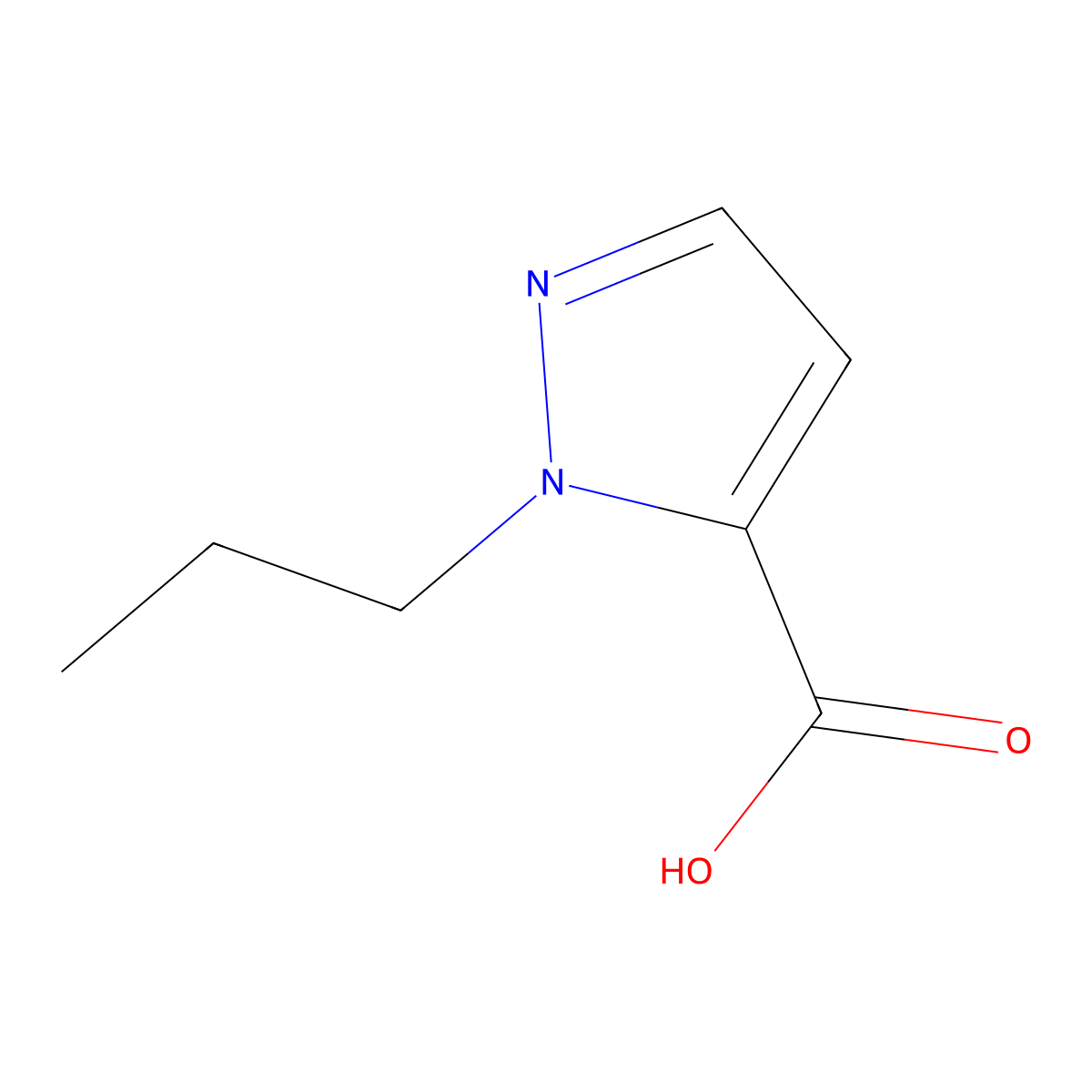 1-propyl-1H-pyrazole-5-carboxylic acid molecular structure, CAS 1004643-68-8