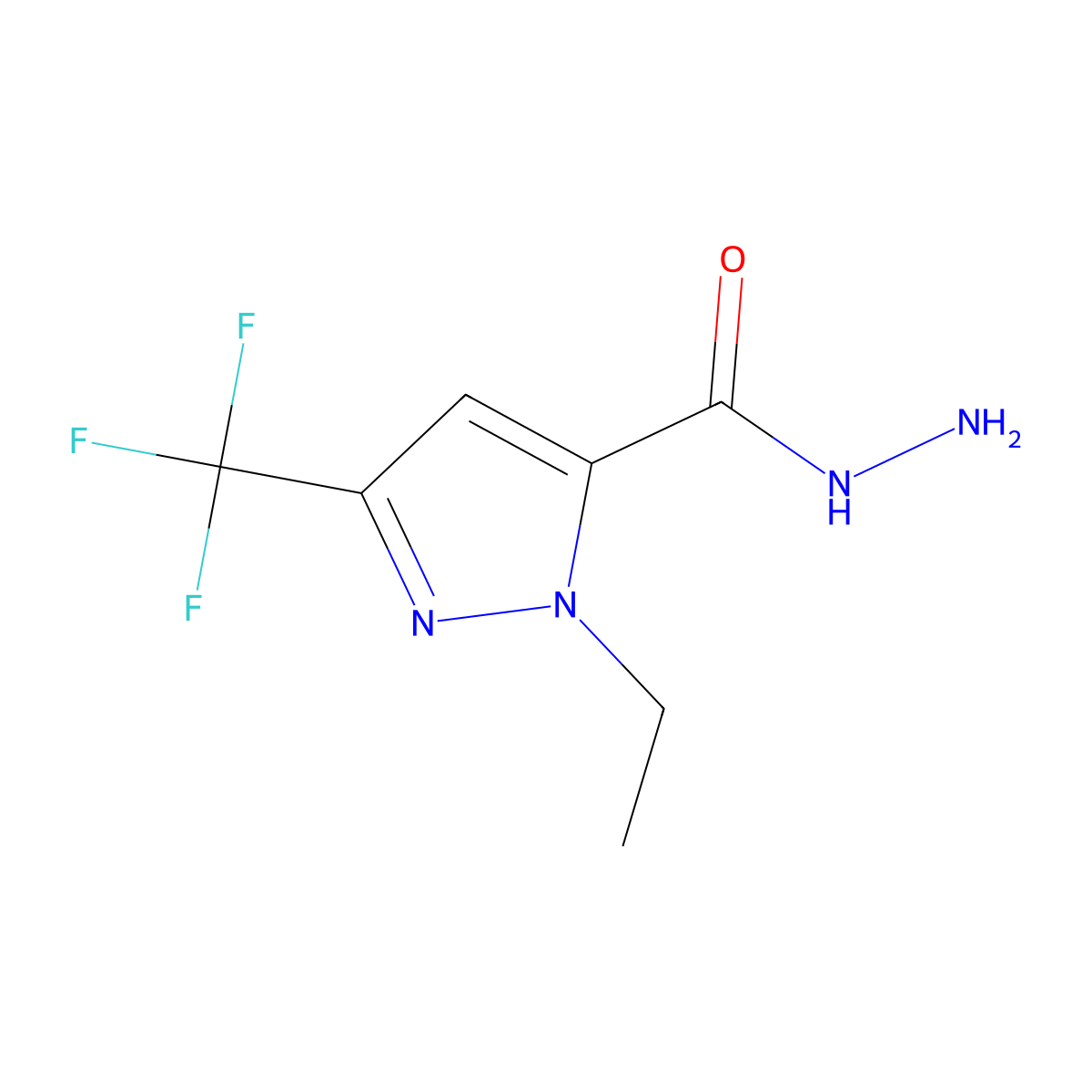 1-ethyl-3-(trifluoromethyl)-1H-pyrazole-5-carbohydrazide molecular structure, CAS 1004643-69-9
