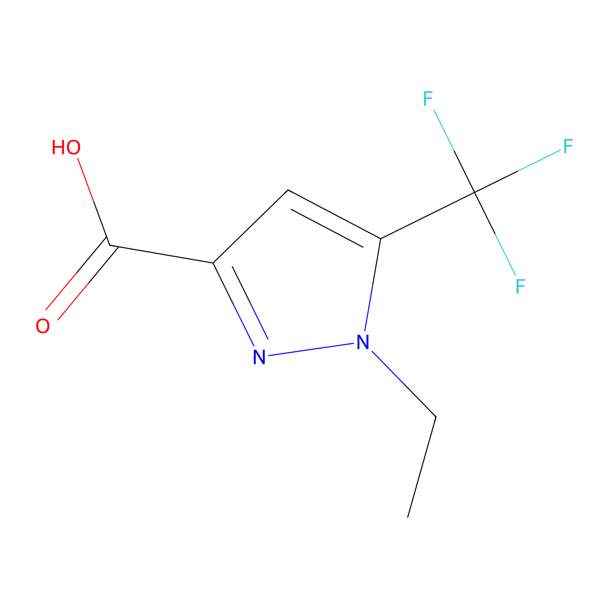 1-ethyl-5-(trifluoromethyl)-1H-pyrazole-3-carboxylic acid molecular structure, CAS 1004643-70-2