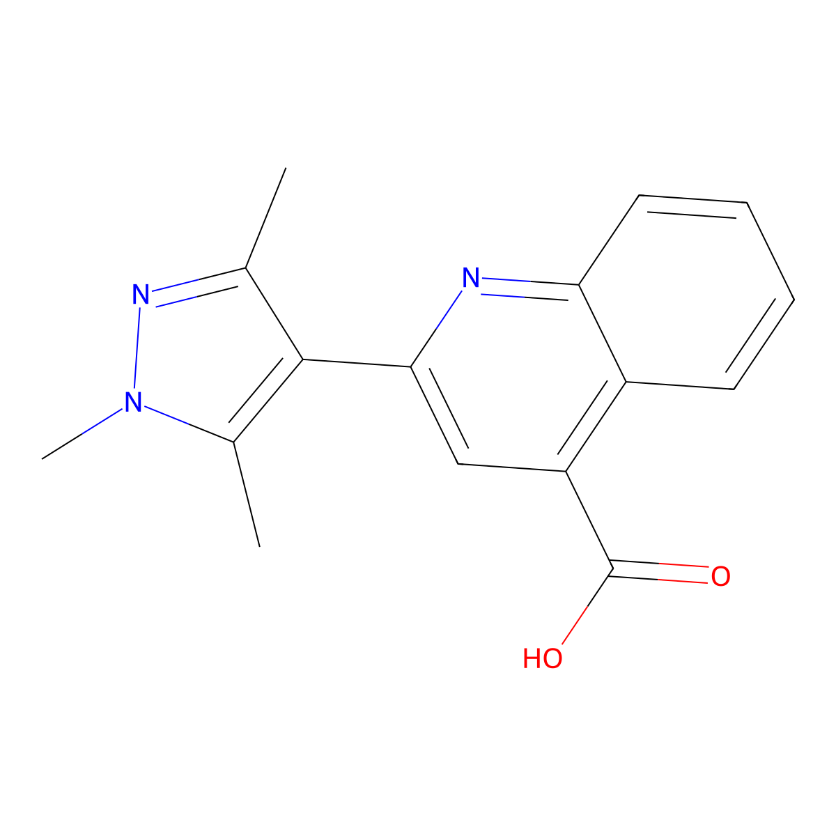 2-(1,3,5-trimethyl-1H-pyrazol-4-yl)quinoline-4-carboxylic acid molecular structure, CAS 1004643-71-3