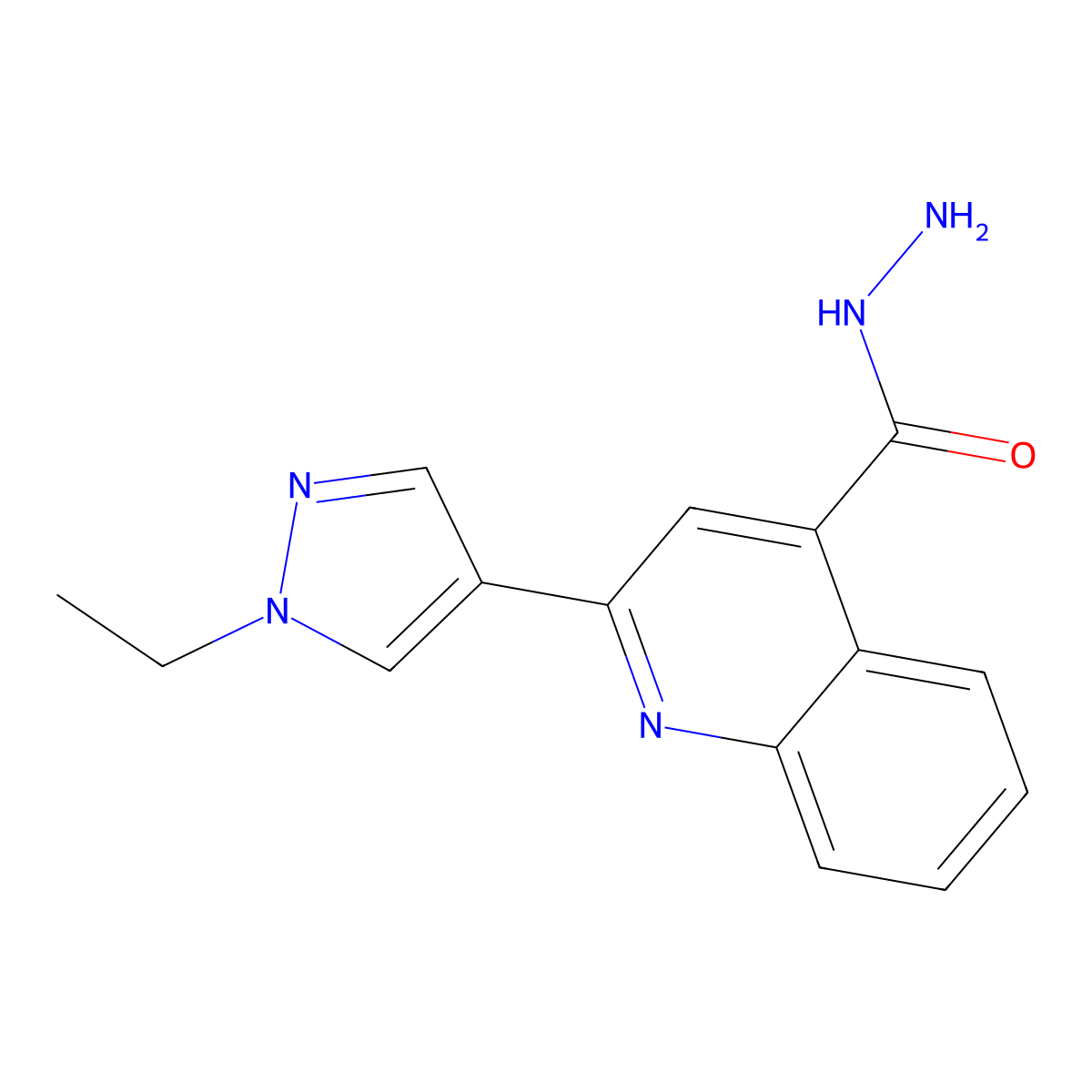 2-(1-ethyl-1H-pyrazol-4-yl)quinoline-4-carbohydrazide molecular structure, CAS 1004643-75-7