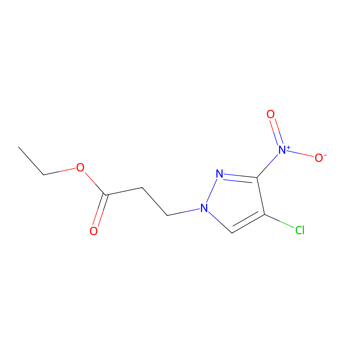 ethyl 3-(4-chloro-3-nitro-1H-pyrazol-1-yl)propanoate molecular structure, CAS 1004644-11-4