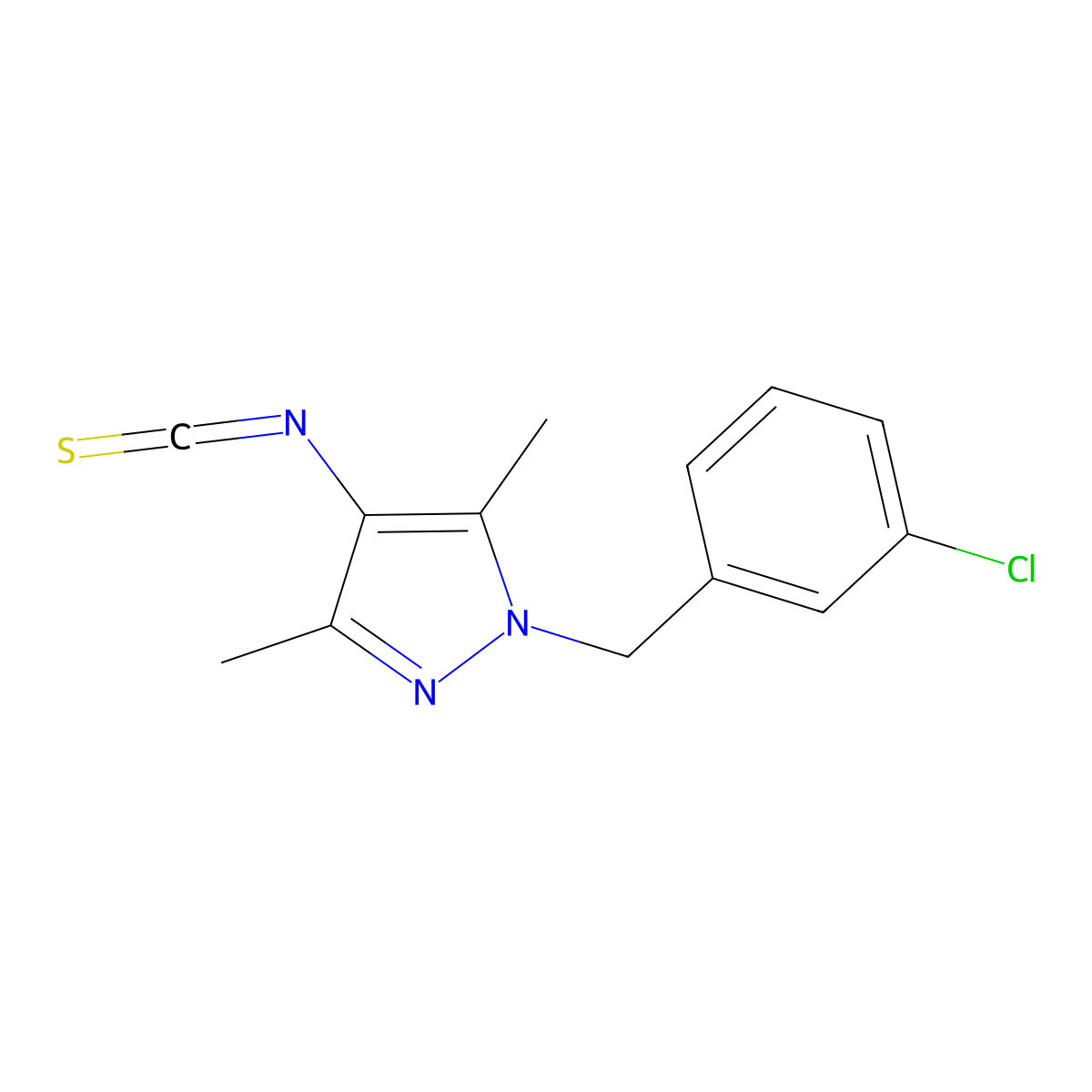 1-(3-Chloro-benzyl)-4-isothiocyanato-3,5-dimethyl-1H-pyrazole molecular structure, CAS 1004644-12-5