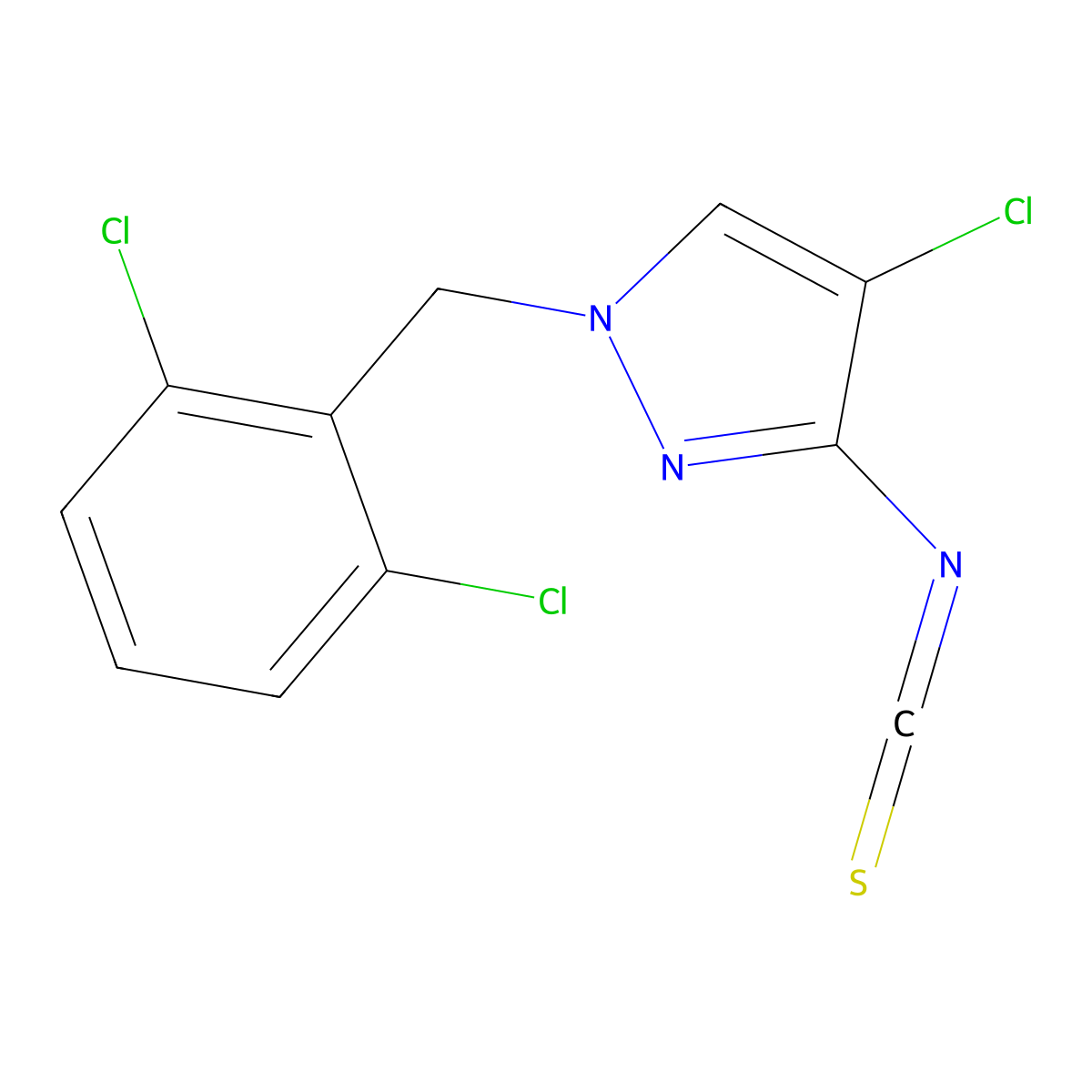 4-chloro-1-(2,6-dichlorobenzyl)-3-isothiocyanato-1H-pyrazole molecular structure, CAS 1004644-13-6