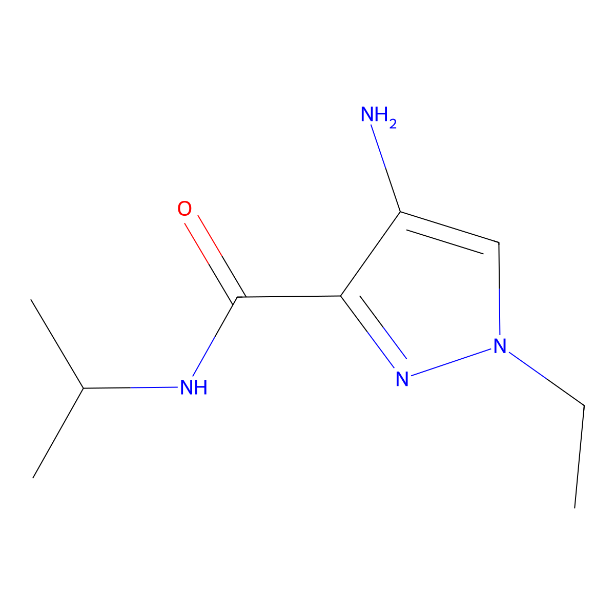 4-Amino-1-ethyl-N-isopropyl-1H-pyrazole-3-carboxamide molecular structure, CAS 1004644-20-5