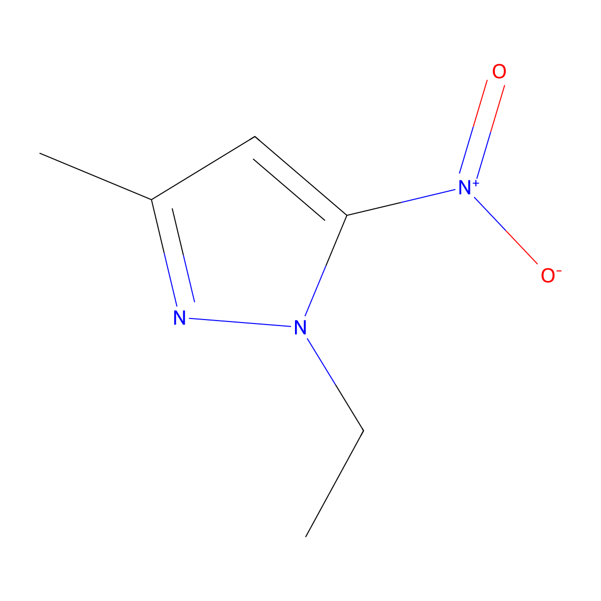 1-ethyl-3-methyl-5-nitro-1H-pyrazole molecular structure, CAS 1004644-25-0