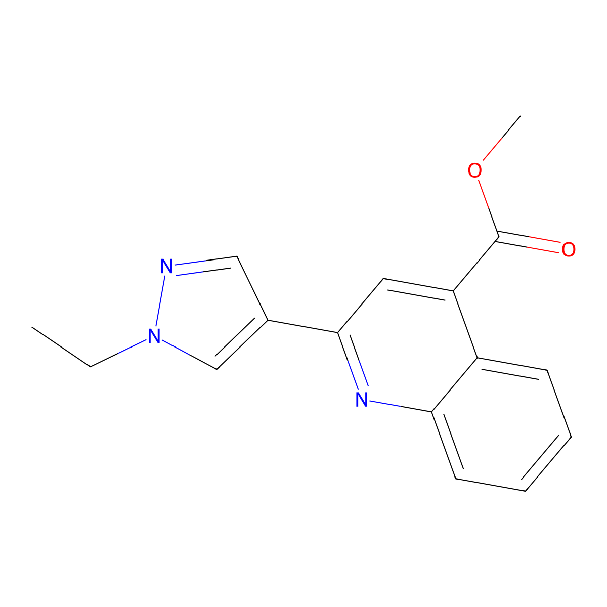 methyl 2-(1-ethyl-1H-pyrazol-4-yl)quinoline-4-carboxylate molecular structure, CAS 1004644-29-4