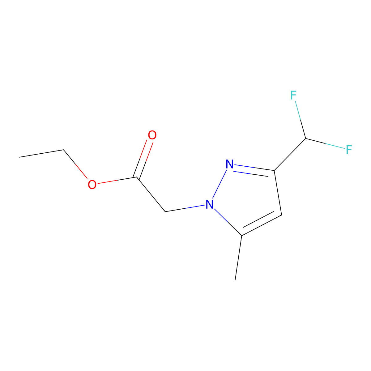ethyl [3-(difluoromethyl)-5-methyl-1H-pyrazol-1-yl]acetate molecular structure, CAS 1004644-50-1