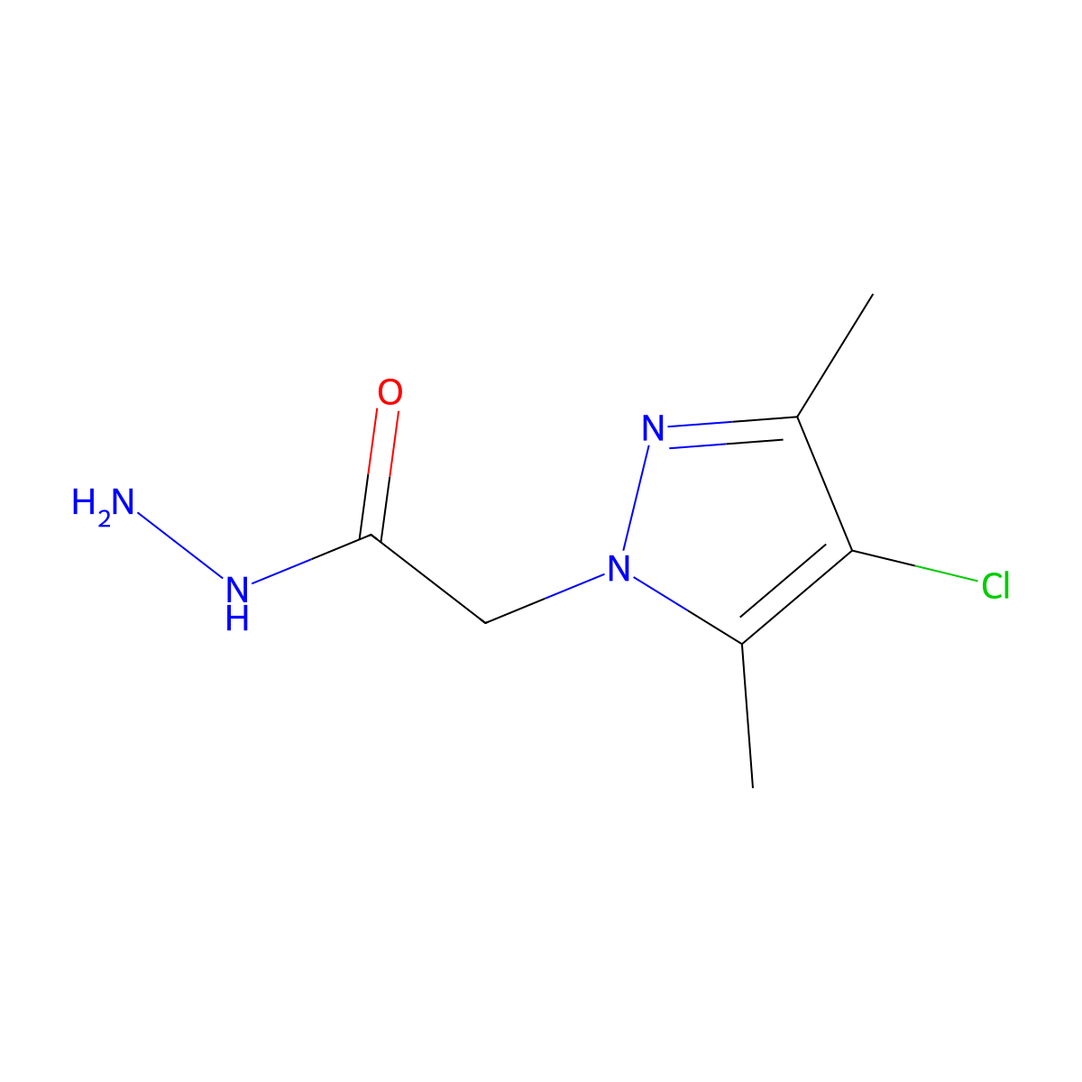 2-(4-chloro-3,5-dimethyl-1H-pyrazol-1-yl)acetohydrazide molecular structure, CAS 1004644-51-2