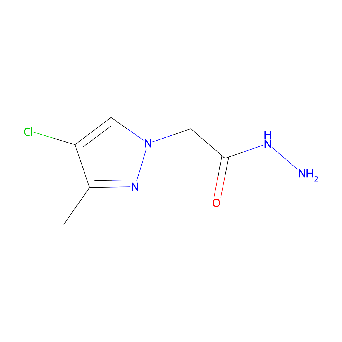 2-(4-chloro-3-methyl-1H-pyrazol-1-yl)acetohydrazide molecular structure, CAS 1004644-55-6
