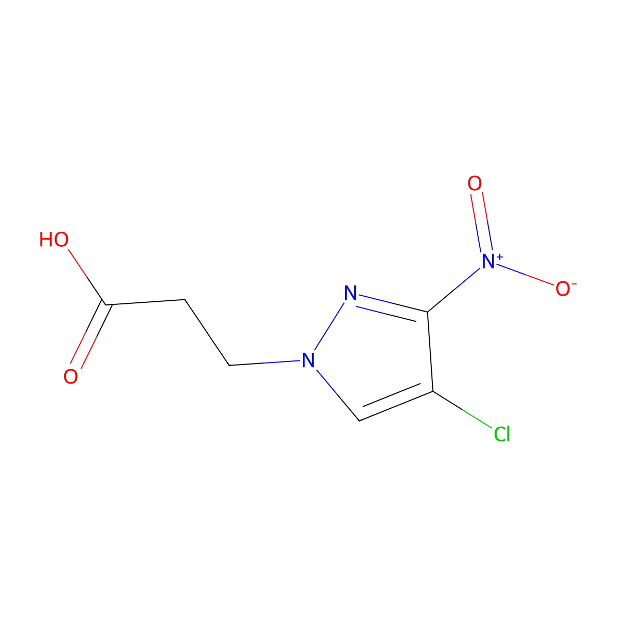 3-(4-chloro-3-nitro-1H-pyrazol-1-yl)propanoic acid molecular structure, CAS 1004644-64-7
