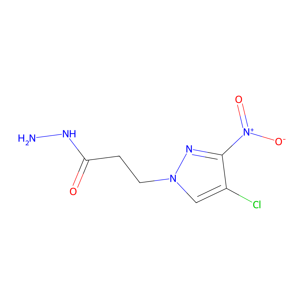 3-(4-Chloro-3-nitropyrazolyl)propanohydrazide molecular structure, CAS 1004644-66-9