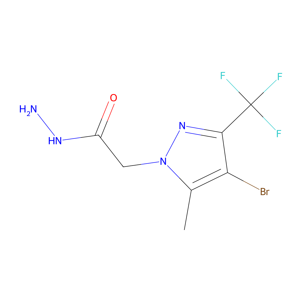 2-[4-bromo-5-methyl-3-(trifluoromethyl)-1H-pyrazol-1-yl]acetohydrazide molecular structure, CAS 1004644-67-0