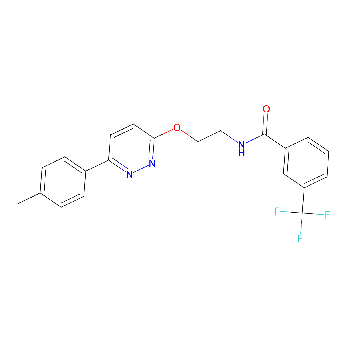 N-(2-((6-(p-tolyl)pyridazin-3-yl)oxy)ethyl)-3-(trifluoromethyl)benzamide molecular structure, CAS 1004665-45-5