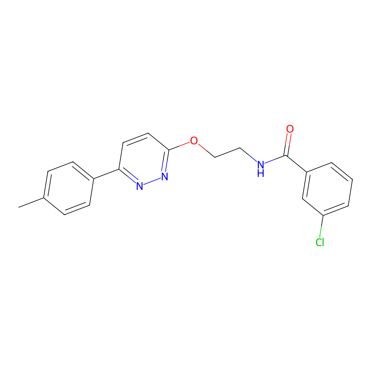 3-chloro-N-(2-{[6-(4-methylphenyl)pyridazin-3-yl]oxy}ethyl)benzamide molecular structure, CAS 1004665-47-7