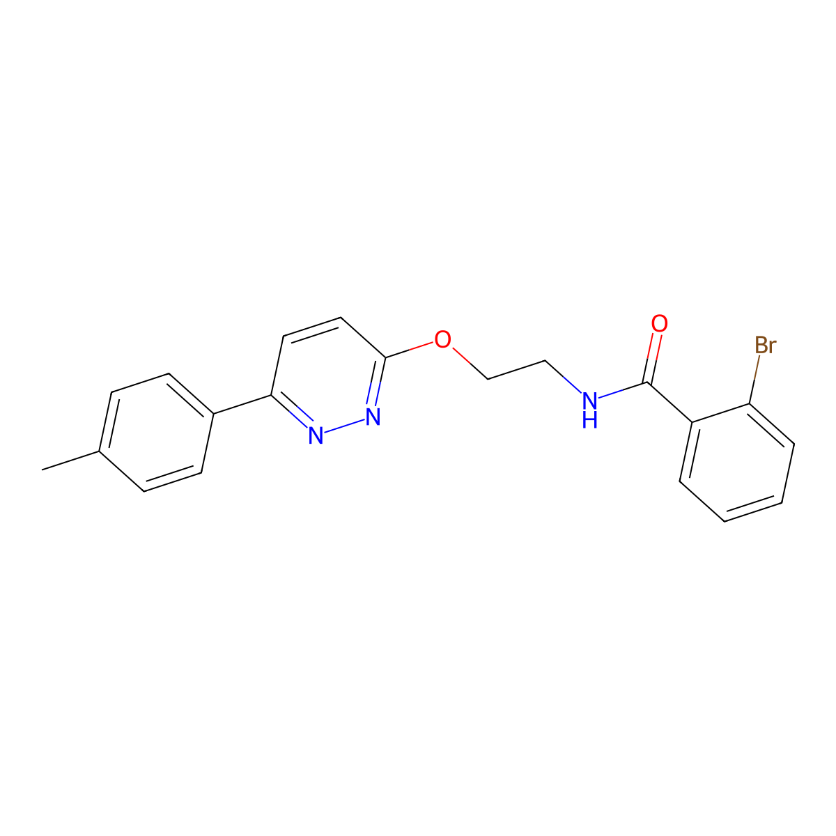 2-bromo-N-(2-((6-(p-tolyl)pyridazin-3-yl)oxy)ethyl)benzamide molecular structure, CAS 1004665-49-9