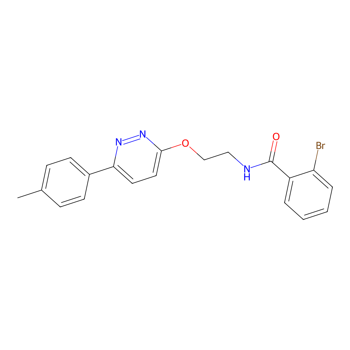 2-bromo-N-(2-((6-(p-tolyl)pyridazin-3-yl)oxy)ethyl)benzamide molecular structure, CAS 1004665-49-9