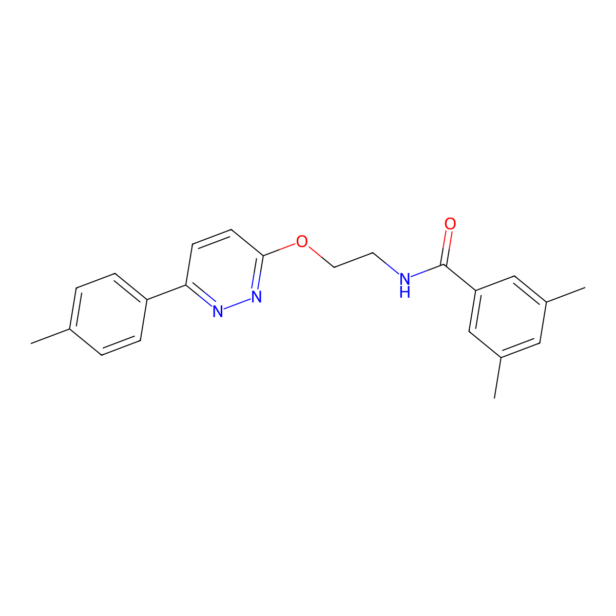 3,5-dimethyl-N-(2-((6-(p-tolyl)pyridazin-3-yl)oxy)ethyl)benzamide molecular structure, CAS 1004665-53-5