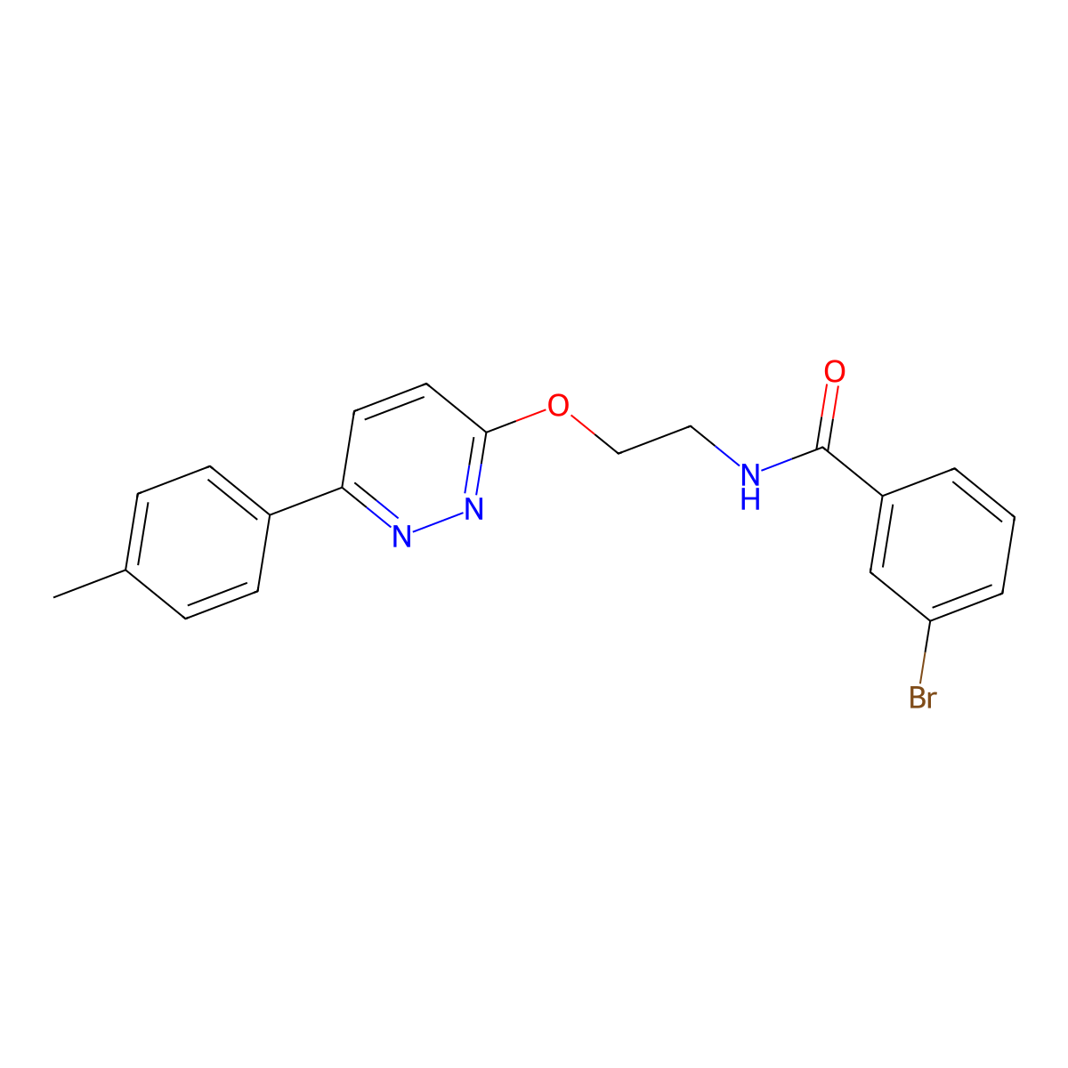 3-bromo-N-(2-((6-(p-tolyl)pyridazin-3-yl)oxy)ethyl)benzamide molecular structure, CAS 1004665-56-8