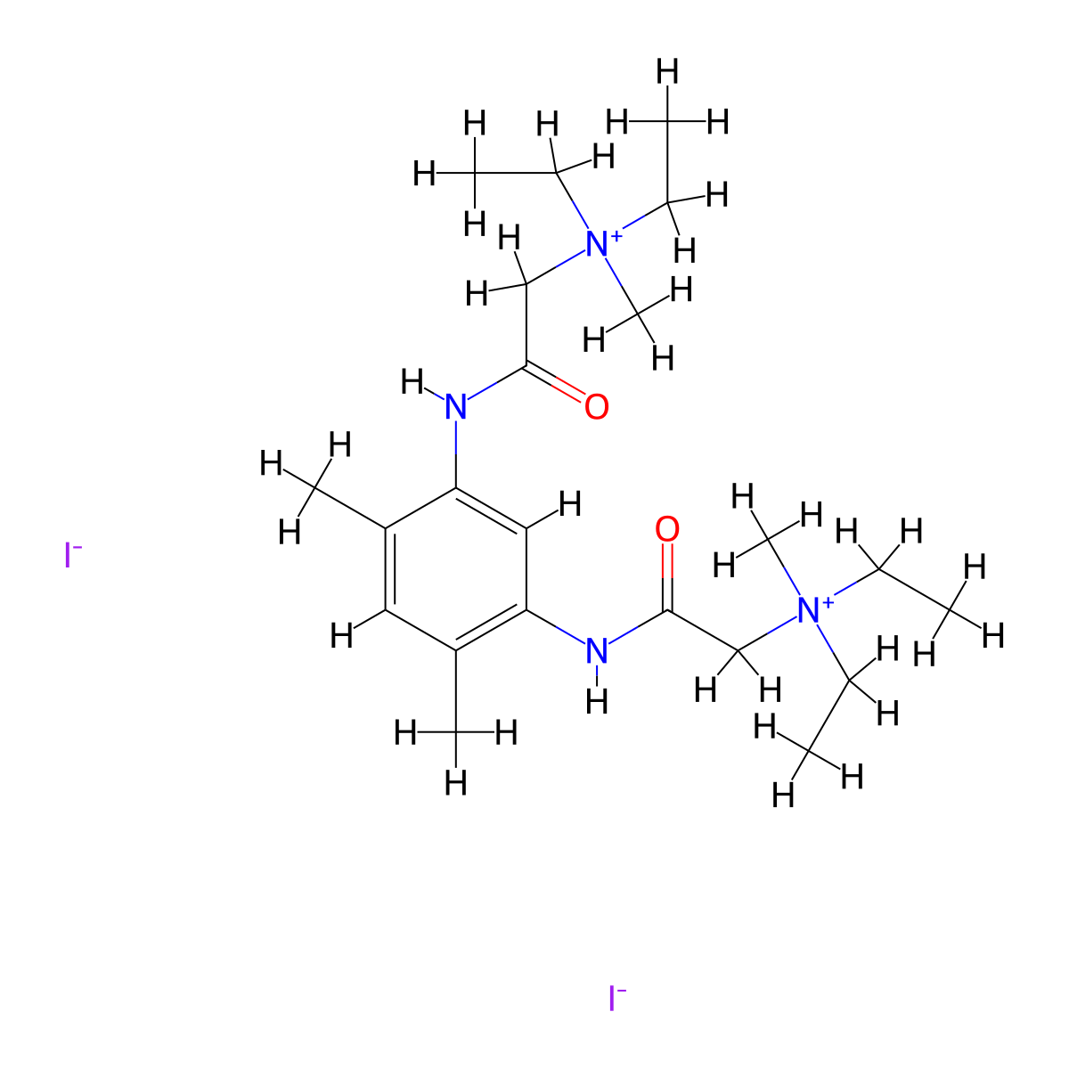 Ammonium, (4,6-dimethyl-m-phenylenebis(iminocarbonylmethylene))bis(diethylmethyl-, diiodide molecular structure, CAS 100468-78-8
