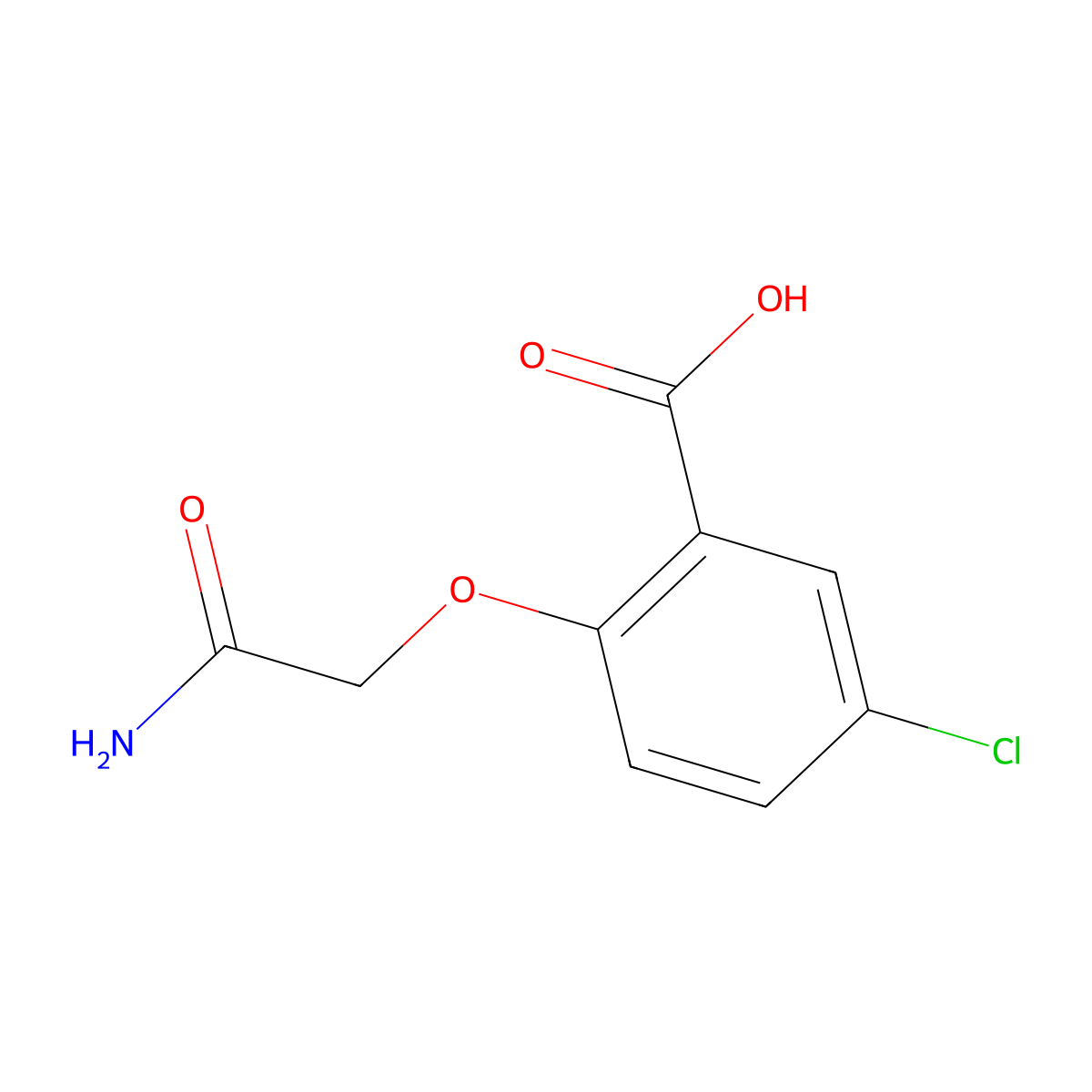 2-(2-Amino-2-oxoethoxy)-5-chlorobenzoic acid molecular structure, CAS 1004687-79-9