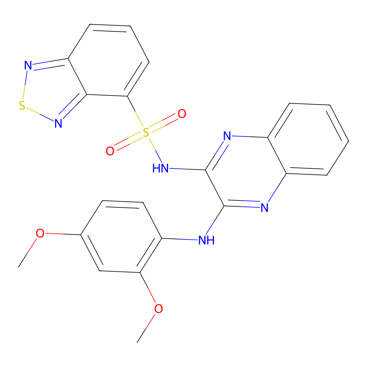 N-(3-((2,4-dimethoxyphenyl)amino)quinoxalin-2-yl)benzo[c][1,2,5]thiadiazole-4-sulfonamide molecular structure, CAS 1004717-61-6